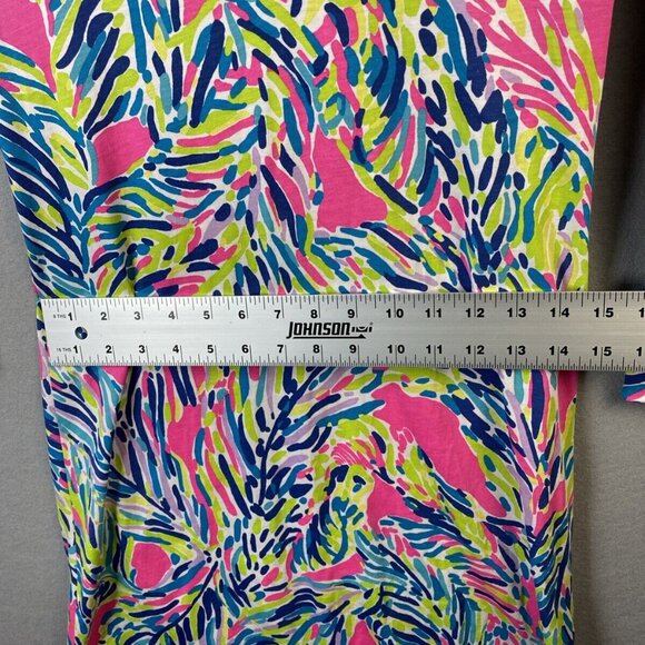 Lilly Pulitzer‎ Dress XS Multi Palm Reader Rossmore 100% Pima Roll-Tab Sleeves - Picture 6 of 12